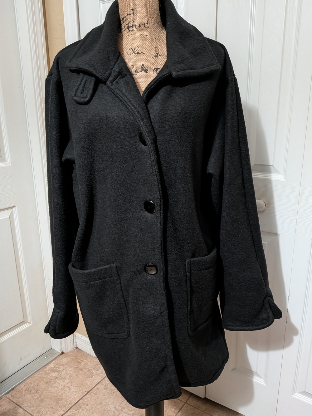 Roaman's Classic Black Women's Fleece Coat